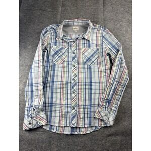 Gramicci Women's M 100% Cotton Plaid Collared Button Down Hiking Outdoors SEE